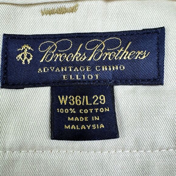 Brooks Brothers Pants Mens 36 x 29 Khaki Elliot Pleated Cuffed Advantage Chinos - Picture 15 of 16